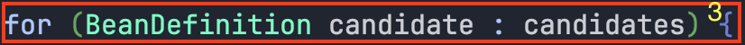 받아온 BeanDefinition 를 사용한 for루프 시작