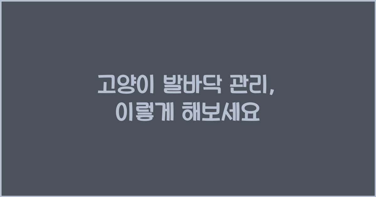 고양이 발바닥 관리