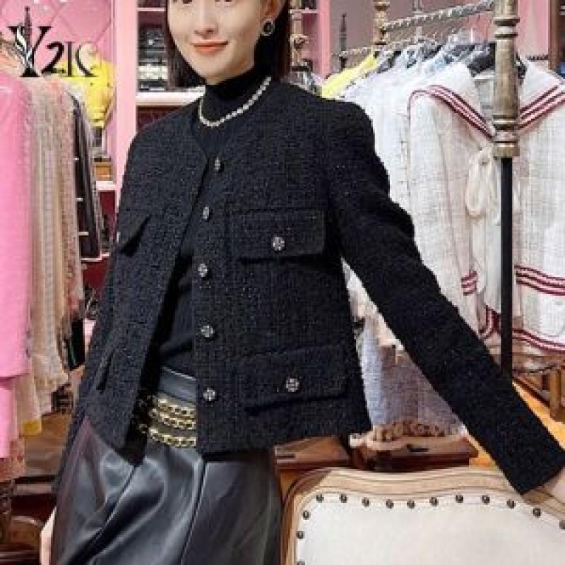 블랙 트위드 자켓 코디 여성 프랑스 코트 겨울 싱글
