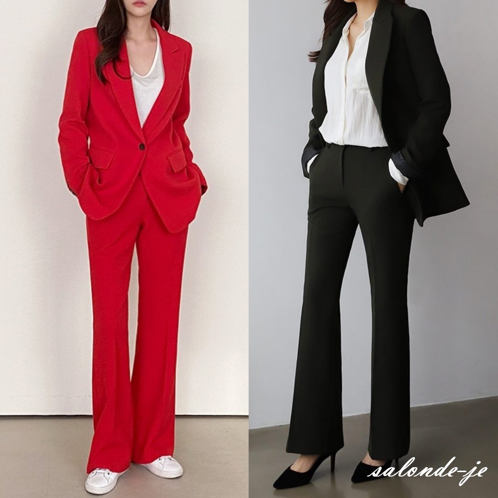 겨울 여성정장 세트 싱글 여자셋업 수트 여자세미정장