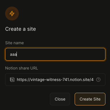 생성할 사이트 이름 작성