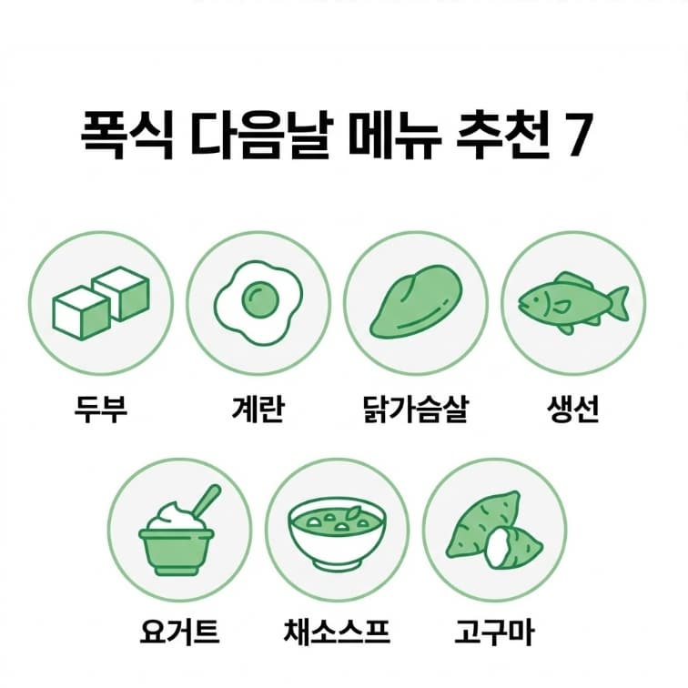 폭식 다음날 메뉴 추천 7가지 인포그래픽