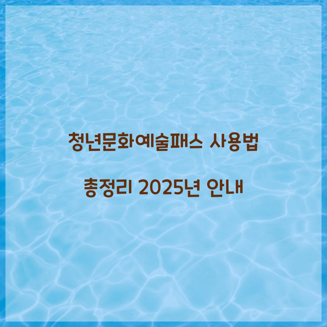 청년문화예술패스 사용법