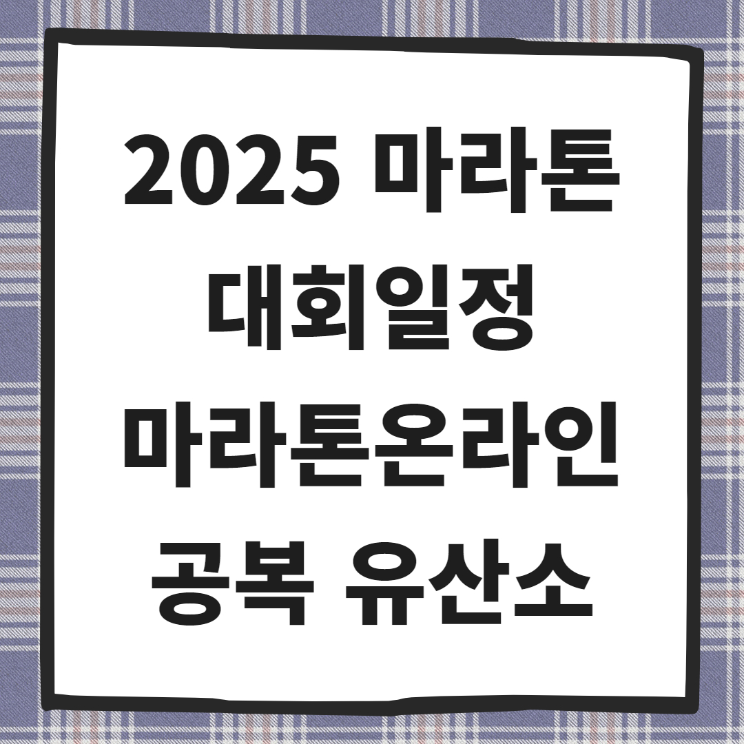 2025 마라톤 대회일정 마라톤온라인