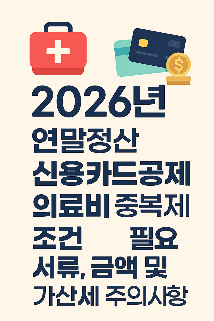 2026년 연말정산 신용카드공제, 의료비 중복공제 조건, 필요 서류, 금액 및 가산세 주의사항