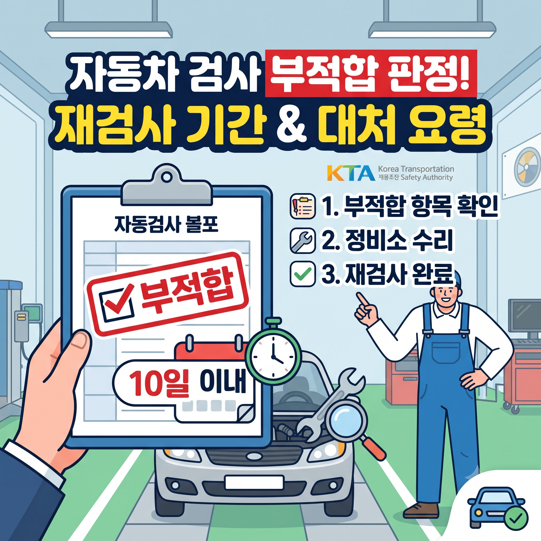 자동차 검사 부적합 판정! 당황하지 않는 재검사 기간 및 대처 요령 총정리