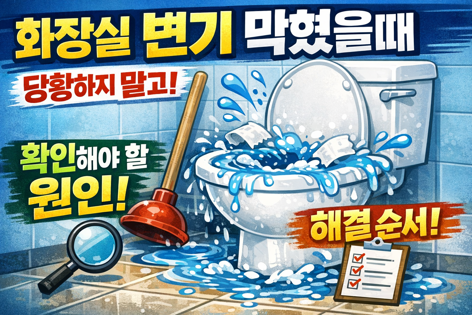 화장실 변기 막혔을때