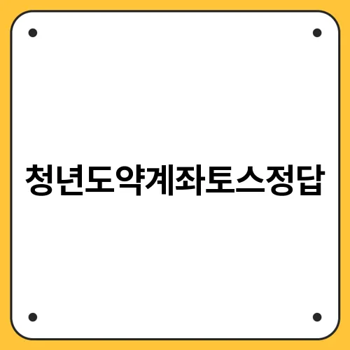 청년도약계좌토스정답