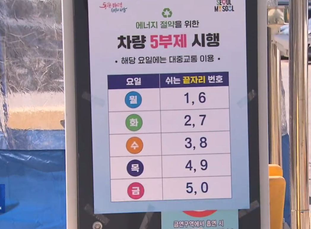 공영주차장 5부제 위반
