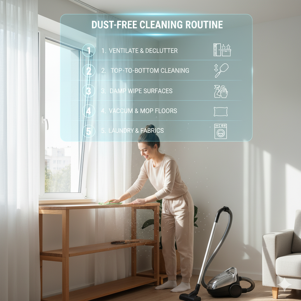 집 먼지 줄이는 청소 루틴