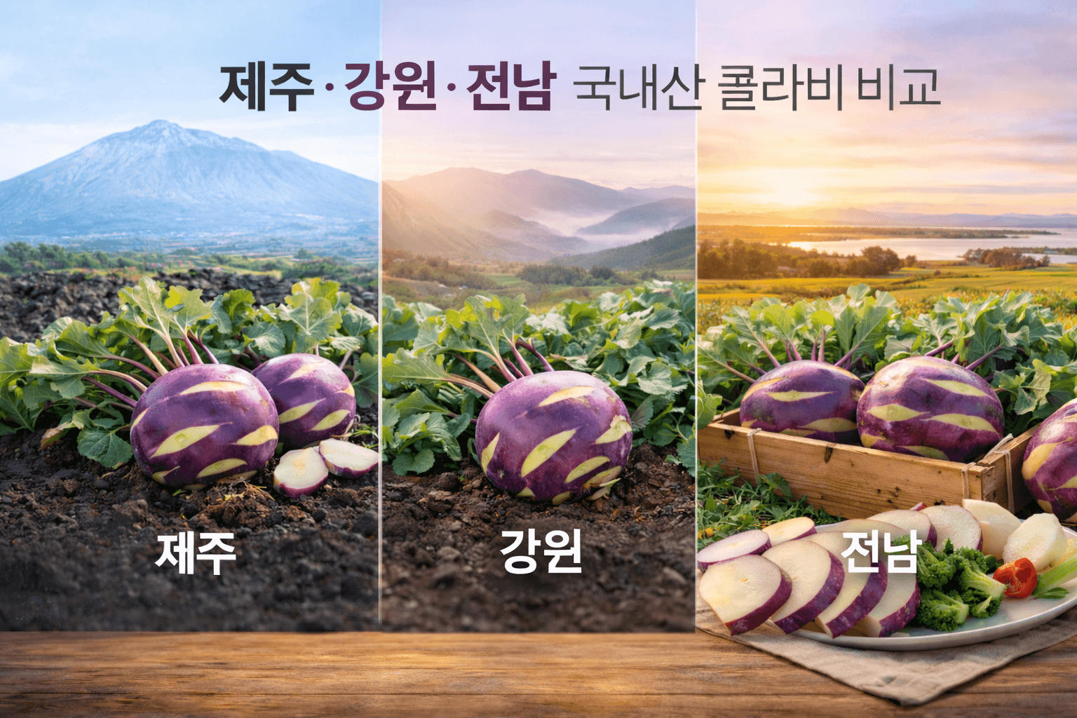 국내산 콜라비 비교 (제주,강원,전남)
