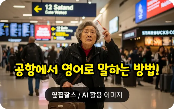 공항에서 길을 찾는 할머니