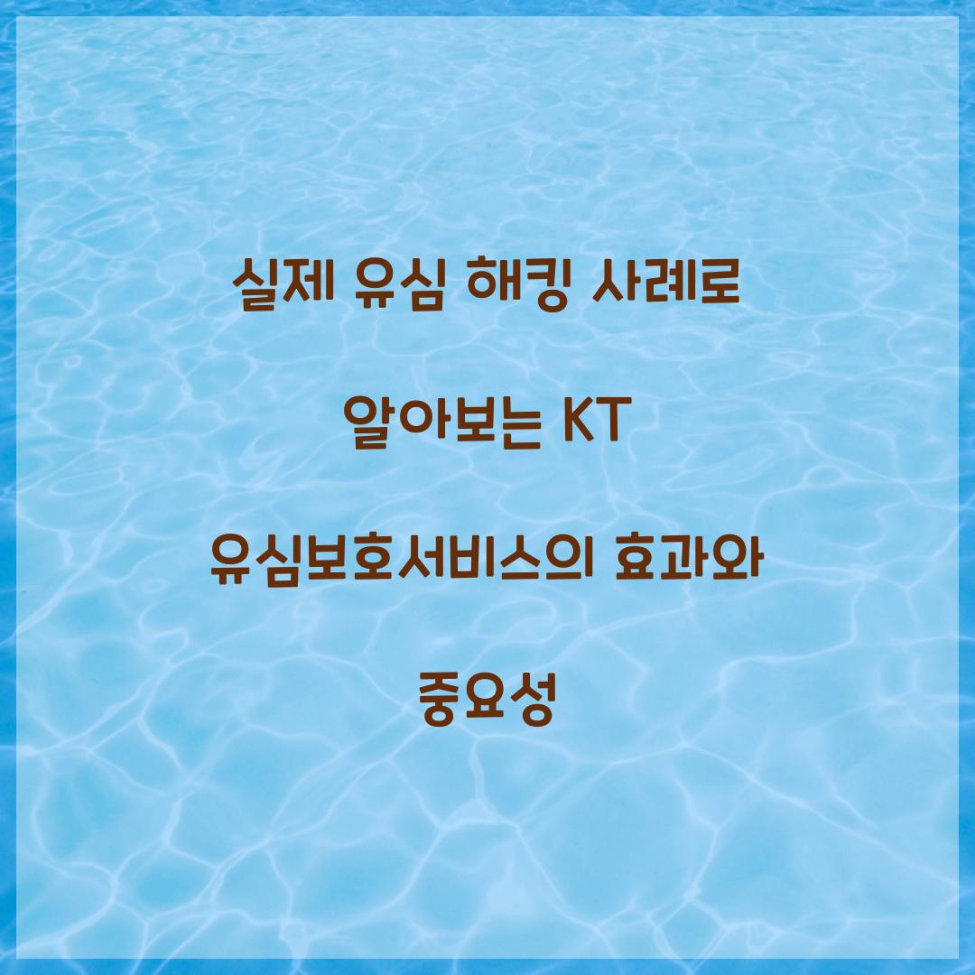 실제 유심 해킹 사례로 알아보는 KT 유심보호서비스의 효과