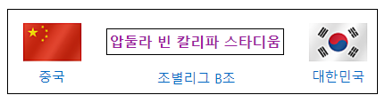 대한민국 vs 중국 경기일정