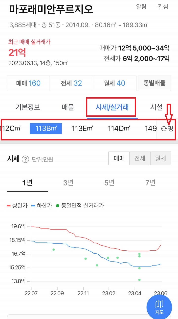 네이버부동산 아파트 실거래가 조회