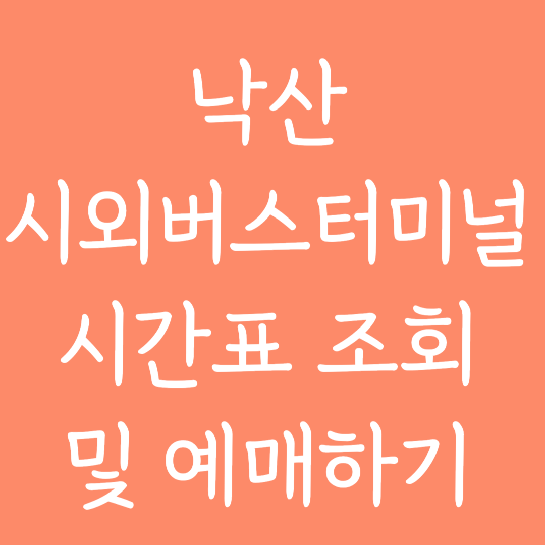 낙산 시외버스터미널 시간표 조회 및 예매하기
