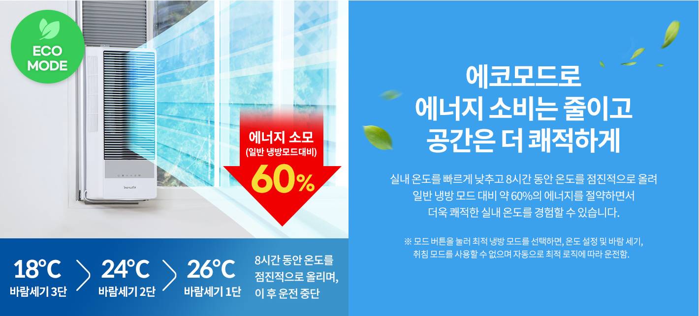 귀뚜라미 창문형 에어컨 에코모드