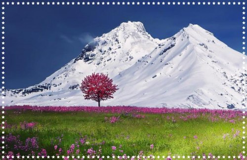 눈 덮인 만년설의 풍경