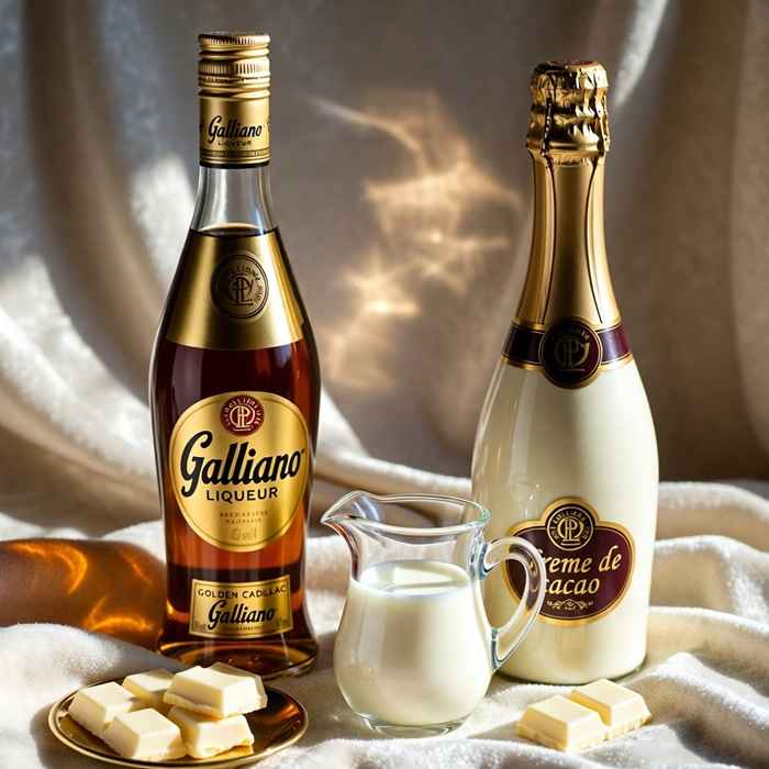 골든 캐딜락 재료 - 갈리아노, 화이트 카카오 리큐르, 생크림