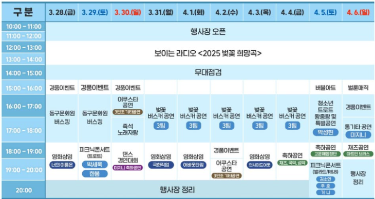 대청호 벚꽃일정