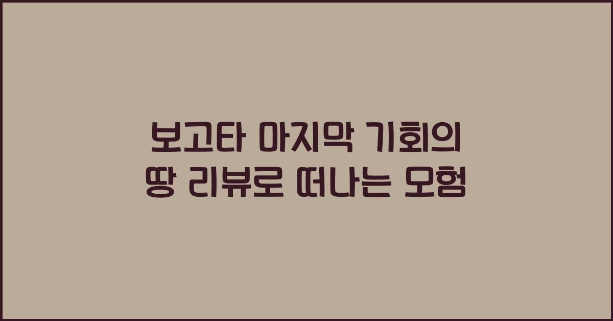 보고타 마지막 기회의 땅 리뷰