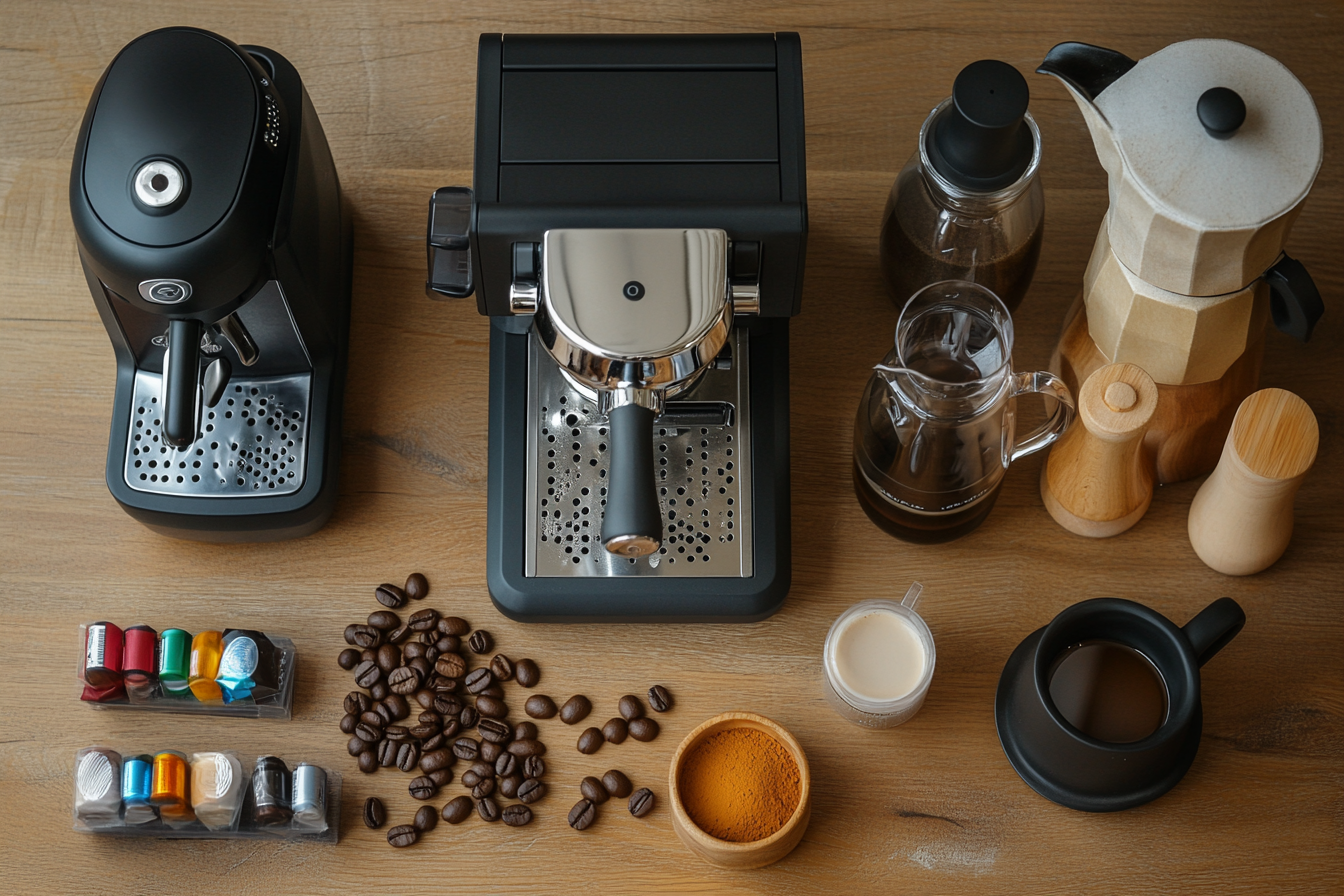 세 가지 커피 머신 비교 구성