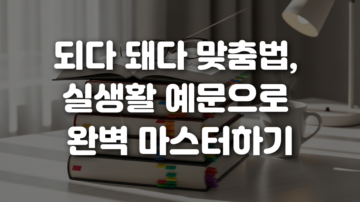 되다 돼다 맞춤법 실생활 예문으로 완벽 마스터하기