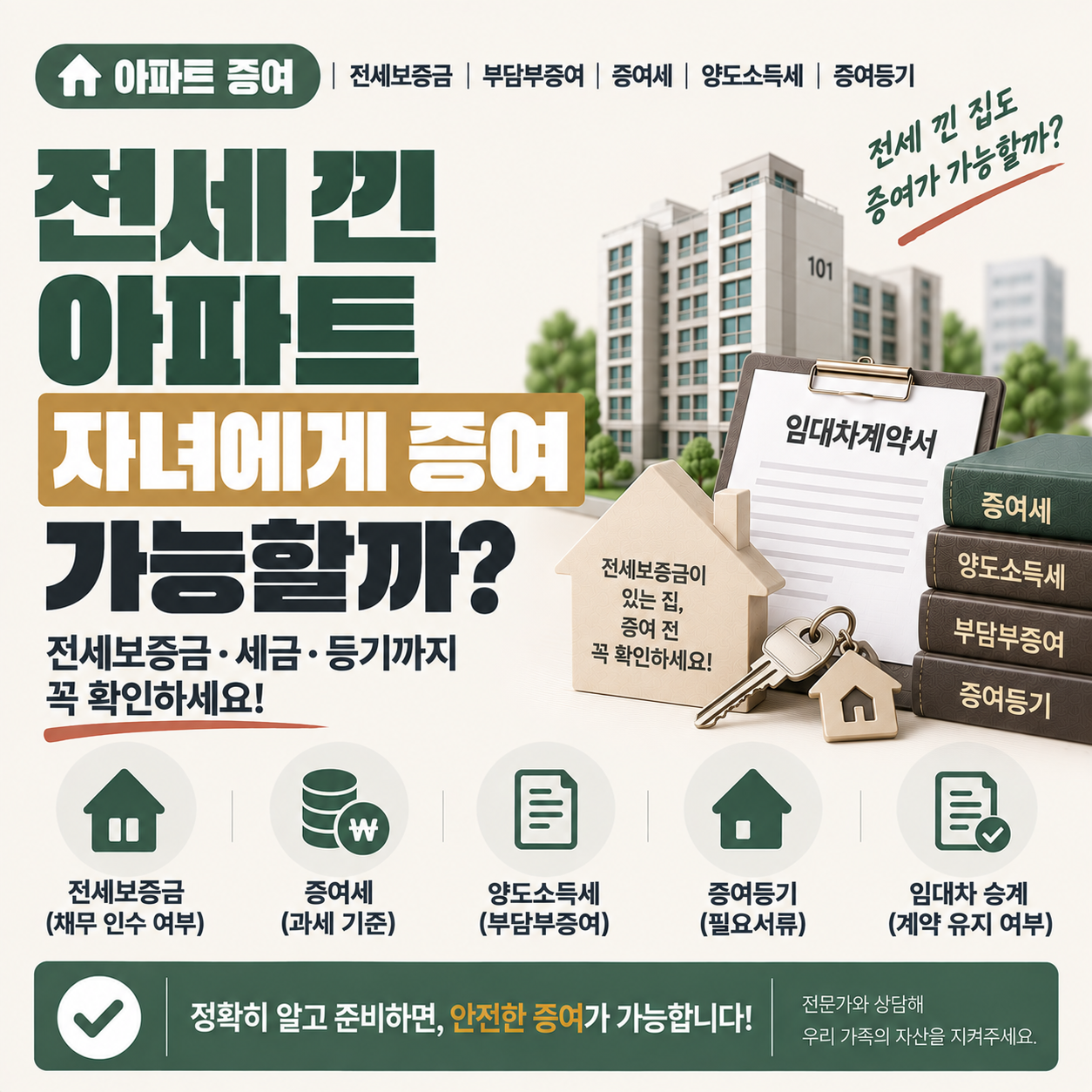 전세 낀 아파트 증여 여부를 고민하는 모습