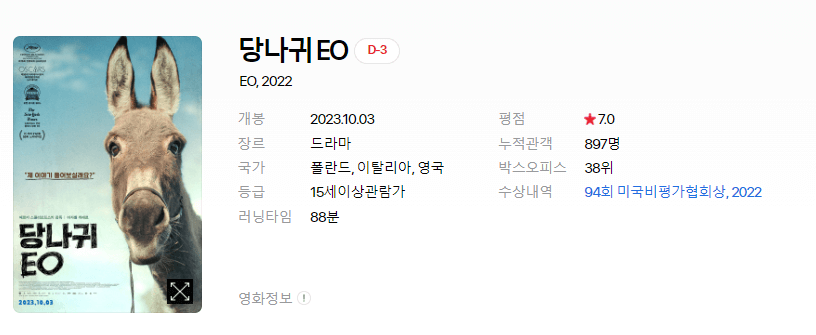 영화 개봉예정작 순위 2023년 9월 마지막주