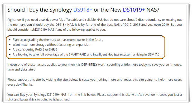 DS1019+ 선택전 고려사항(출처 : nascompares.com)