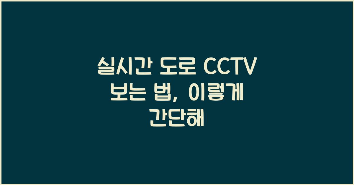 실시간 도로 cctv 보는 법