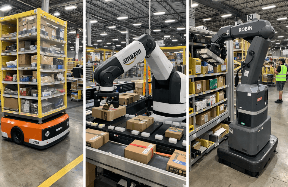아마존 물류센터의 AI 로봇 (Hercules, Pegasus, Robin)