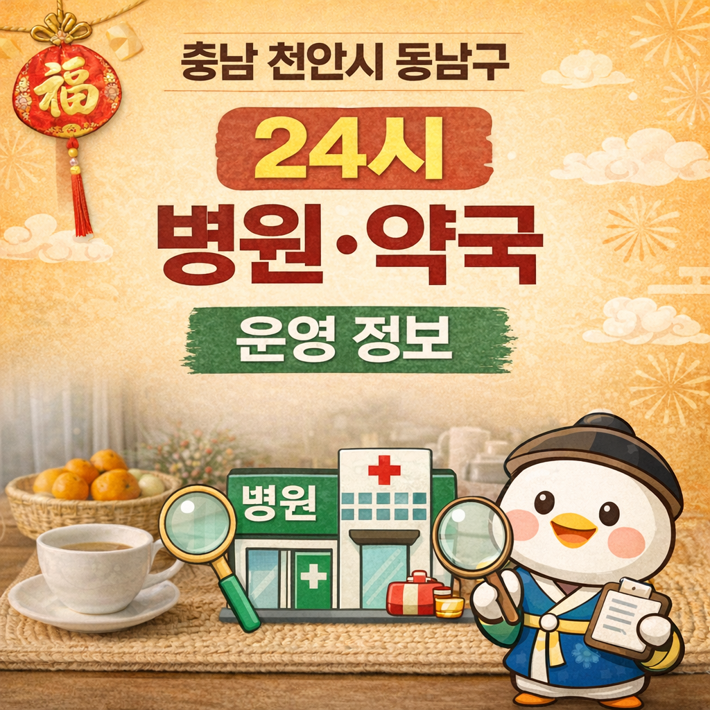 충남 천안시 동남구 24시 문 여는 병원, 약국 지금 확인하는 방법