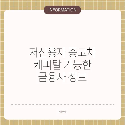 저신용자 중고차 캐피탈 가능한 금융사 정보
