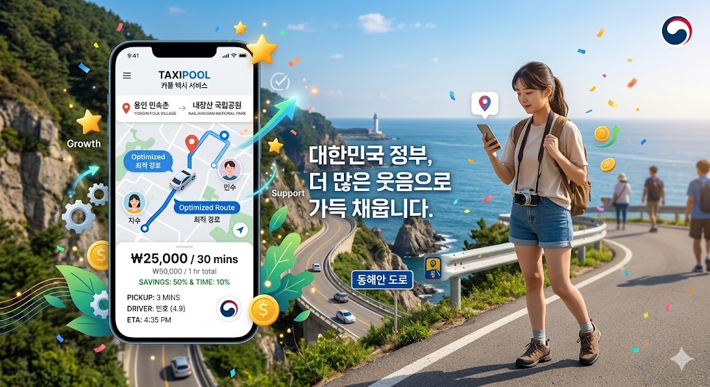 차 없는 뚜벅이 여행자도 카풀 서비스를 활용하면 비용은 아끼고 이동은 훨씬 편리해집니다.