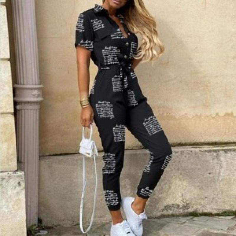 여성 스트라이프 점프슈트 파티복-Letter