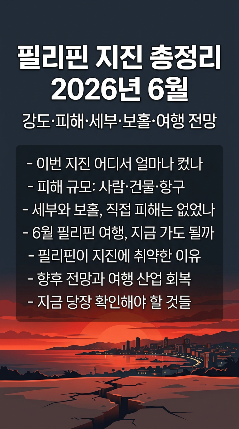 필리핀 지진 피해 지역, 위치, 강도, 규모, 세부, 보홀 피해 여부, 6월 필리핀 여행 영향 및 향후 전망
