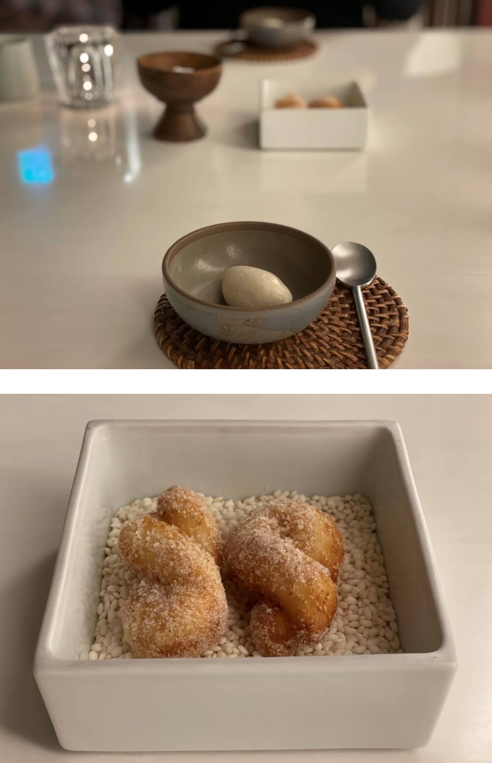 미쉐린 3스타 가온 - 갓튀긴 생강설탕 찹쌀꽈배기