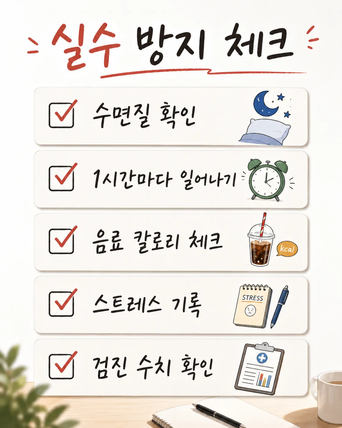 건강습관 실수 방지 체크리스트
