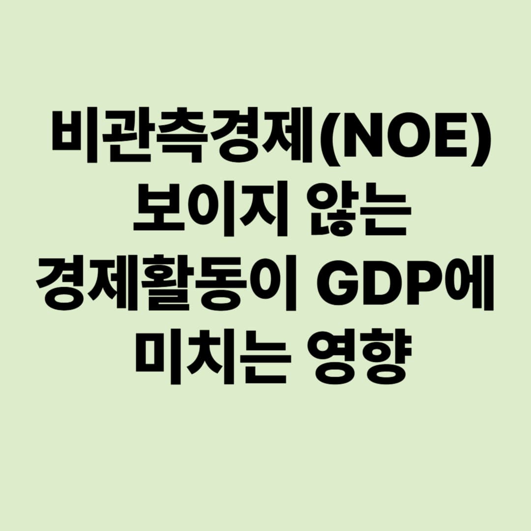 비관측경제(NOE): 보이지 않는 경제활동이 GDP에 미치는 영향