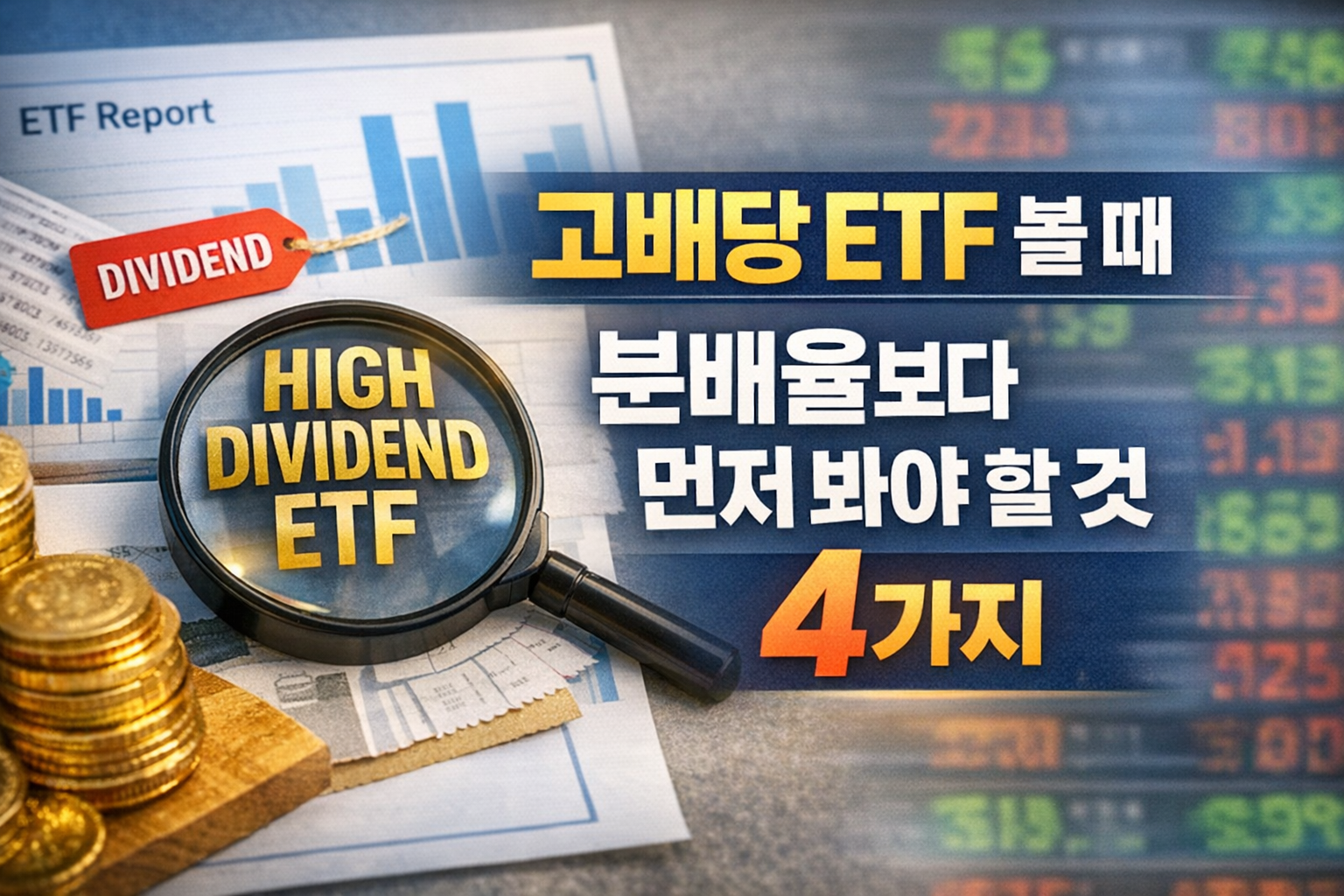 고배당 ETF 분배율보다 먼저 봐야 할 4가지 기준을 강조한 금융 투자 정보형 썸네일 이미지