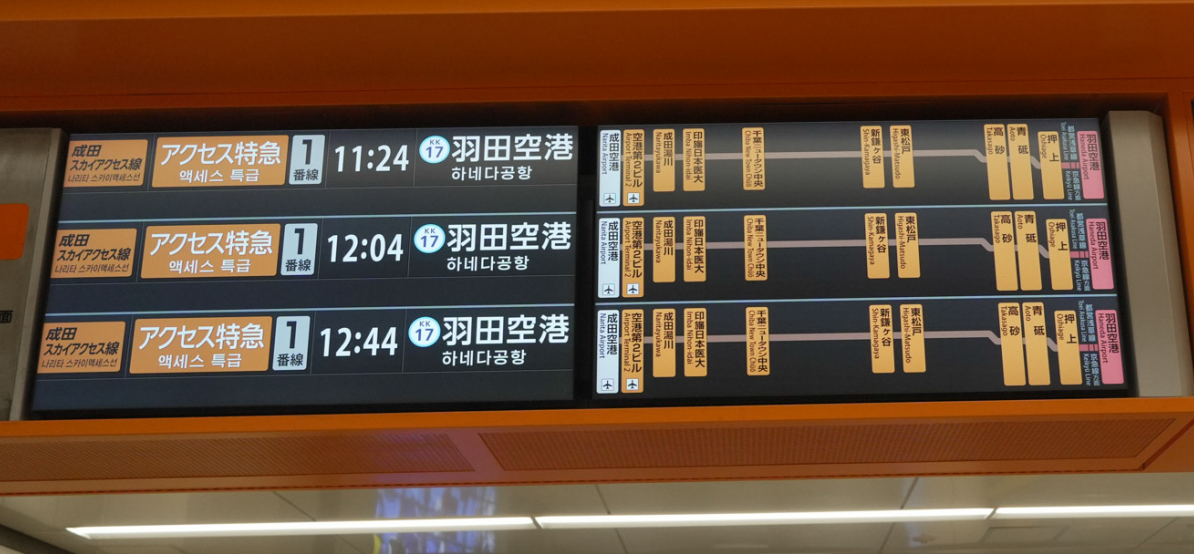 액세스 특급의 표시, 40분마다 운행됨