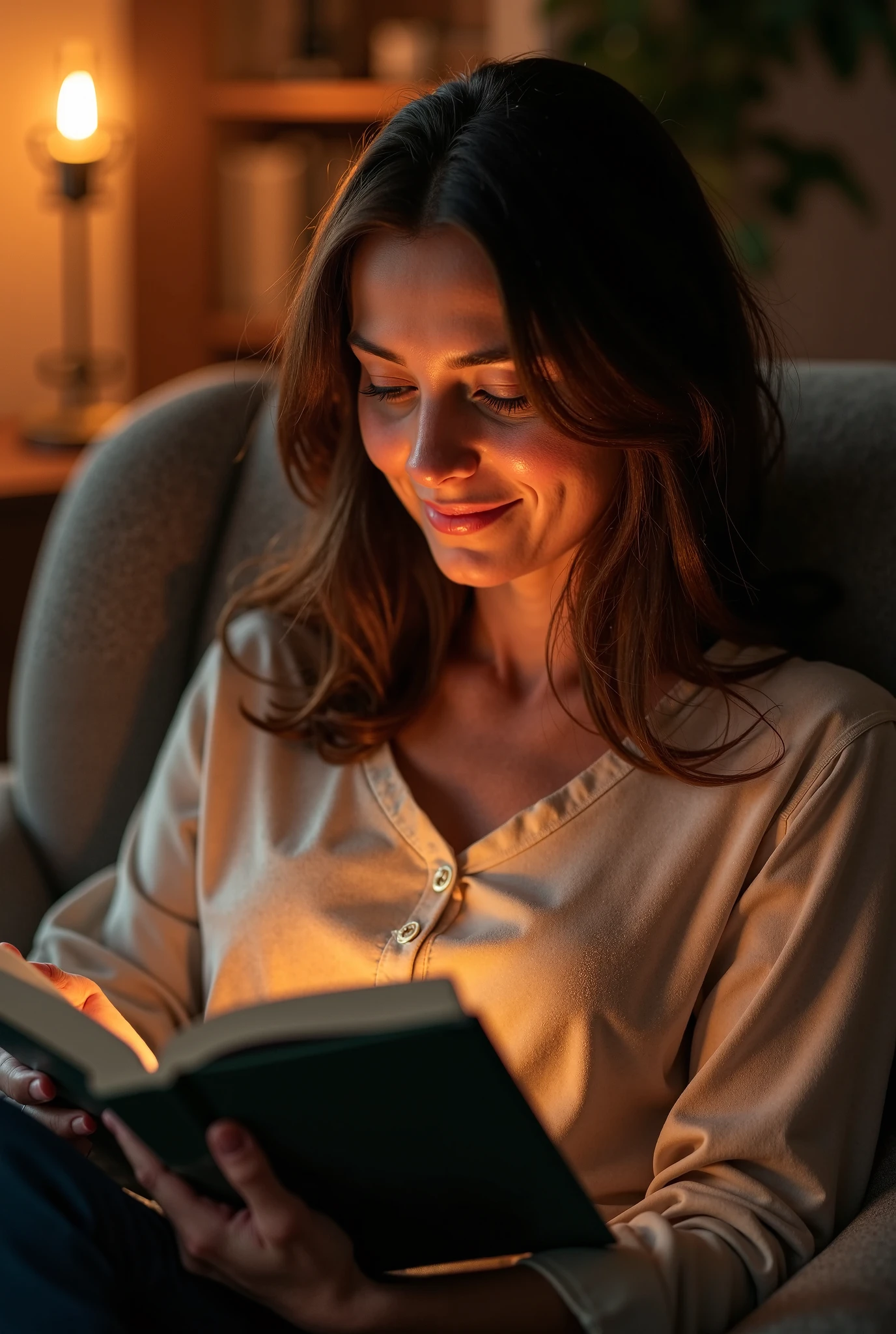 힐링 글을 읽는 여자 이미지