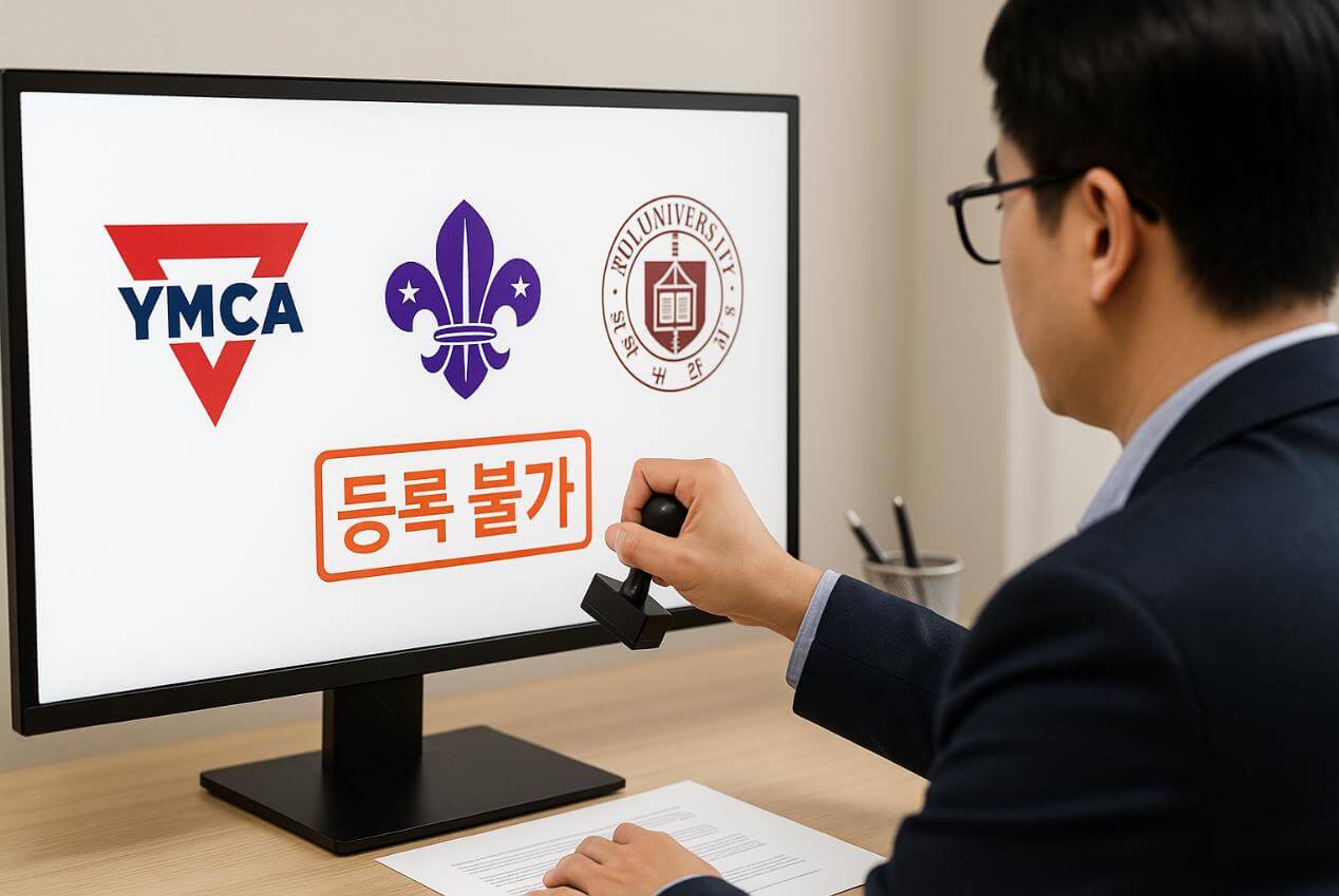 공익단체 로고가 상표 등록 불가 예시로 제시되는 장면