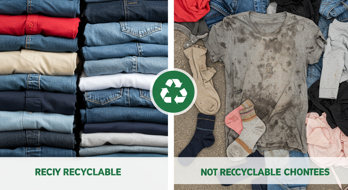 재활용 가능한 옷 vs 불가능한 옷 (재활용, 의류 폐기, 환경 보호)