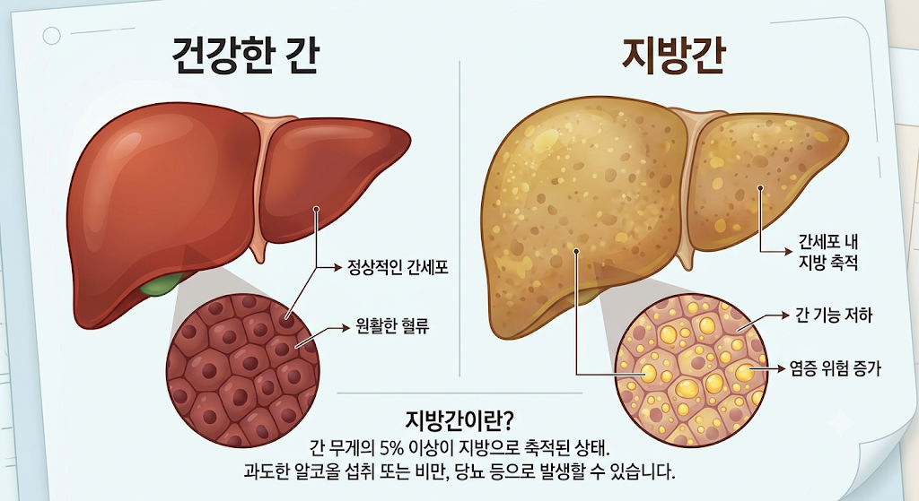 건강한 간과 지방간