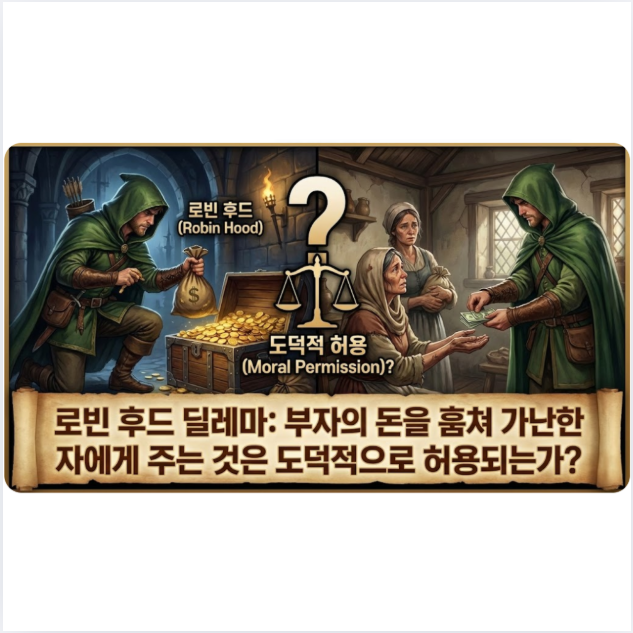 로빈 후드 딜레마: 부자의 돈을 훔쳐 가난한 자에게 주는 것은 도덕적으로 허용되는가?
