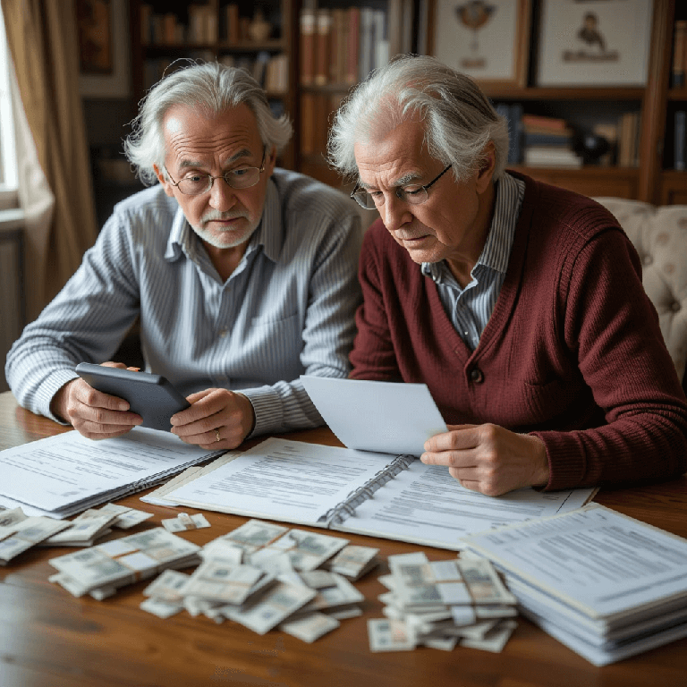 할아버지들이 기초연금 자격 기준 계산하는 장면 