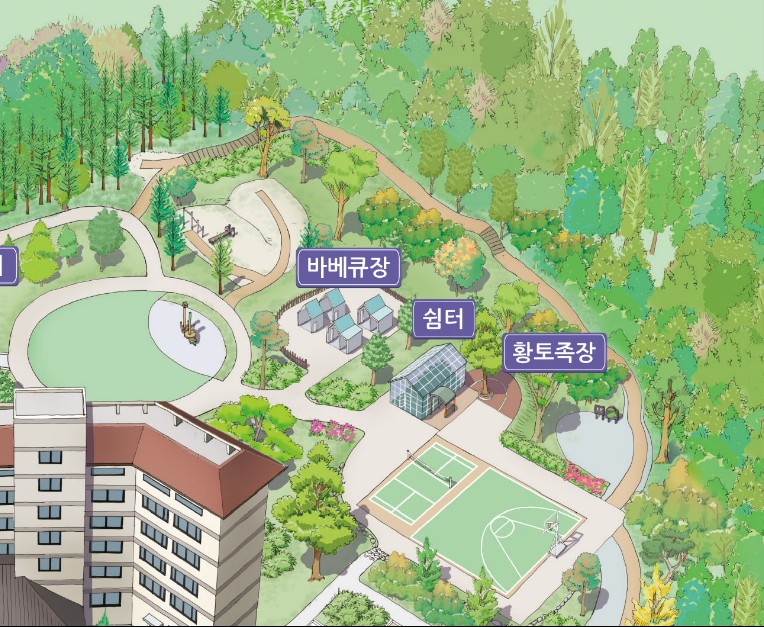 자연 친화 힐링 구역 (바비큐장 &amp; 황토족장)
