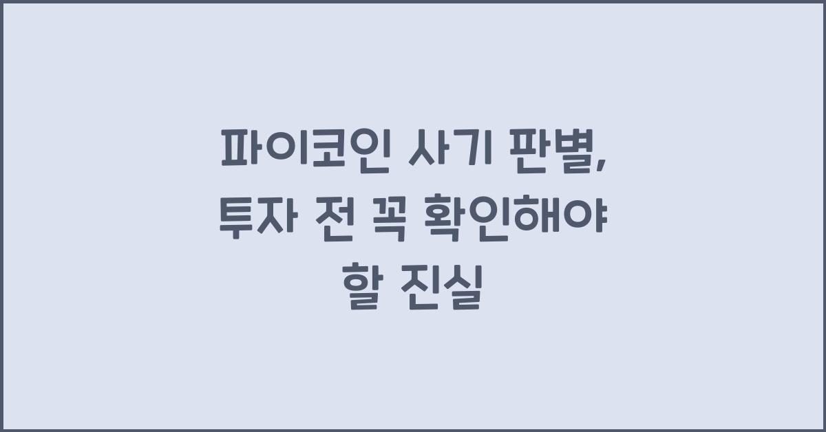 파이코인 사기 판별